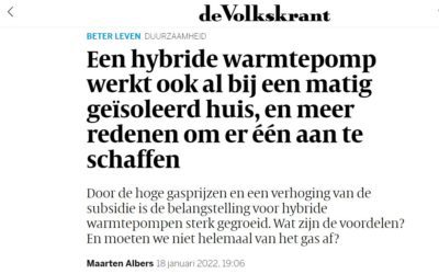 Volkskrant: Een hybride warmtepomp werkt ook al bij een matig geïsoleerd huis